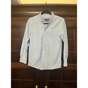 Vineyard Vines Boys Medium Whale Blue Gingham Button Down Shirt Spring Easter